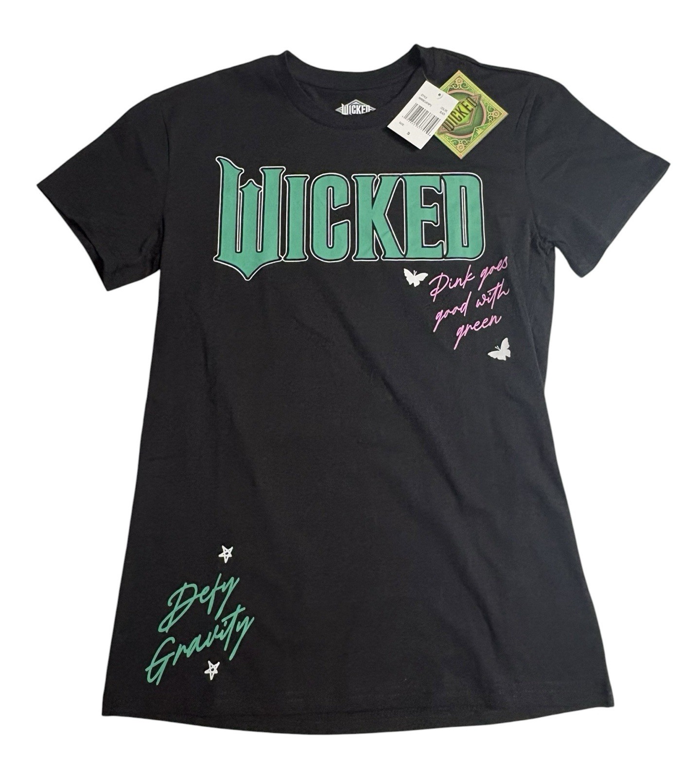 New Wicked Movie T-shirt Pink Goes Good With Green Women’s Small Defying Gravity