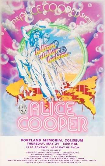 1973 ALICE COOPER SHOW CONCERT POSTER BILLION DOLLAR BABIES PORTLAND OR -11″x17″