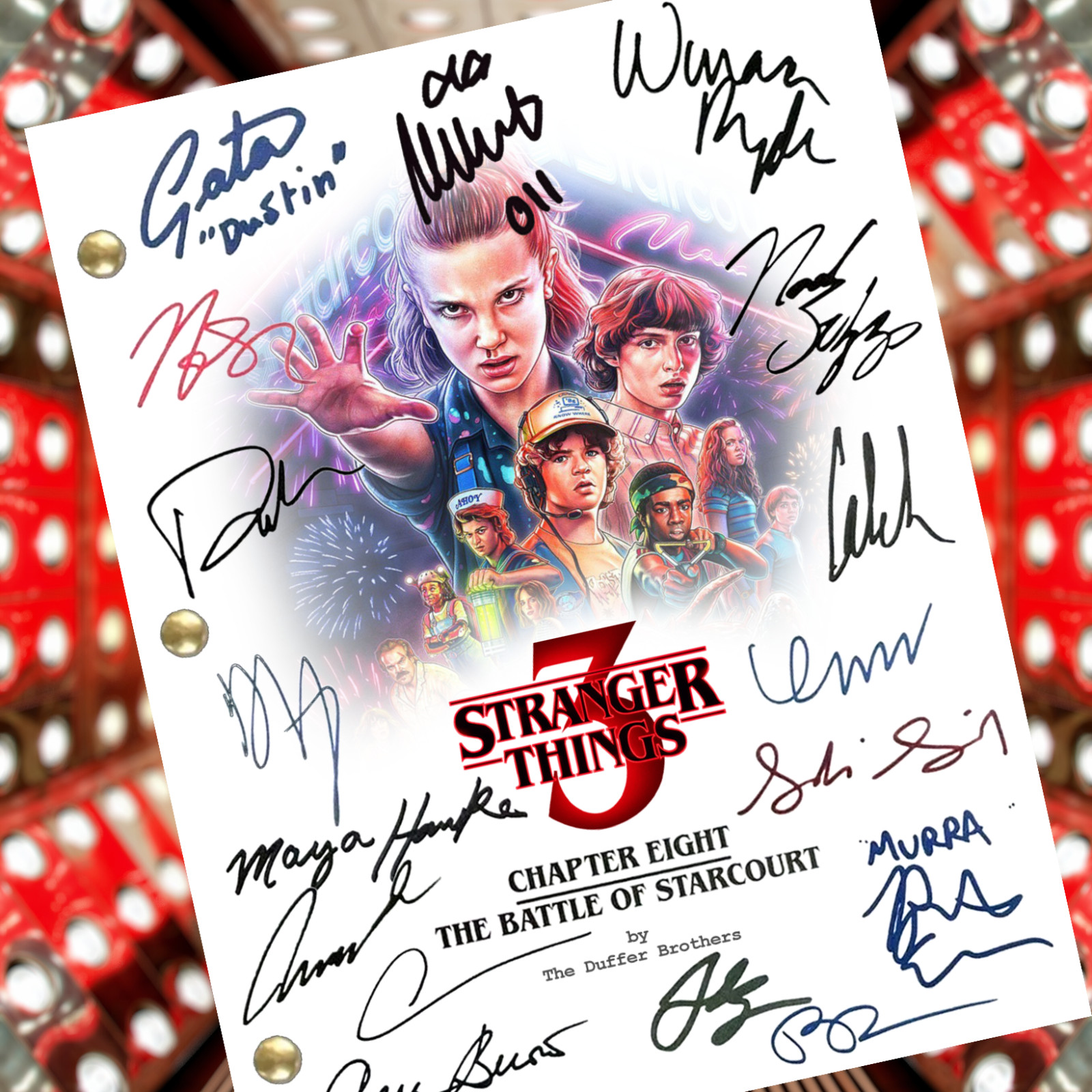 Stranger Things 3 Script The Battle of StarCourt Signed Autograph Reprints