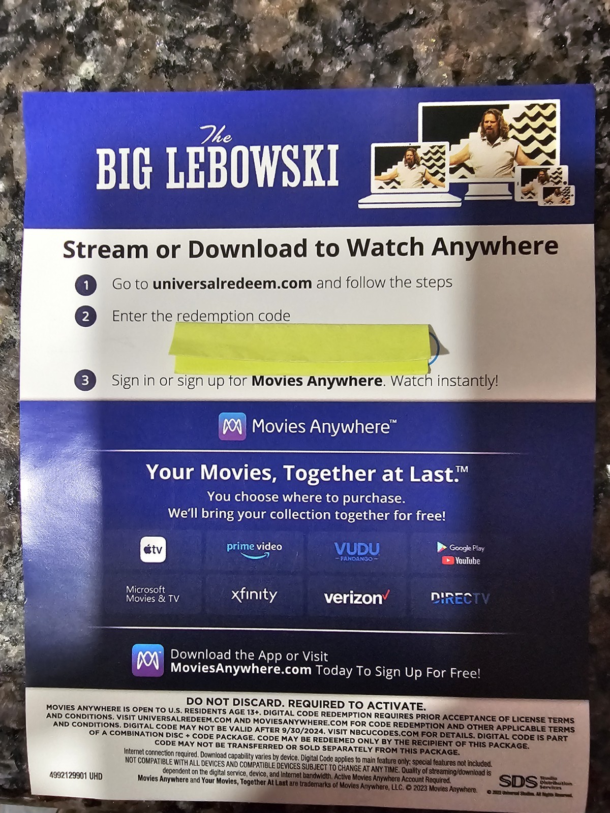 The Big Lebowski 4K UHD Digital Copy Code