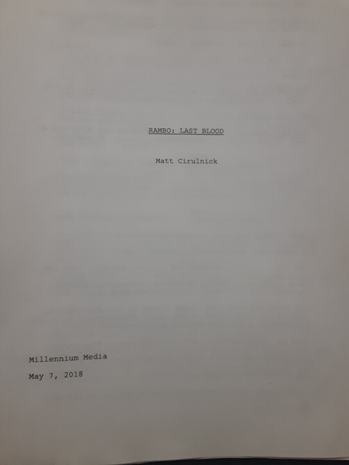 RAMBO: LAST BLOOD (2018) Screenplay