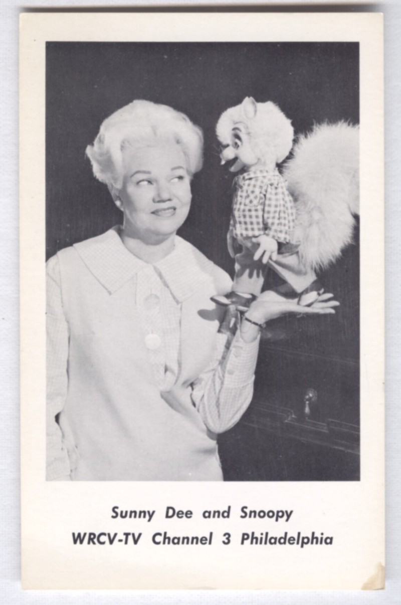 Sunny Dee & Snoopy card, puppet from Bertie the Bunyip Philadelphia kids show