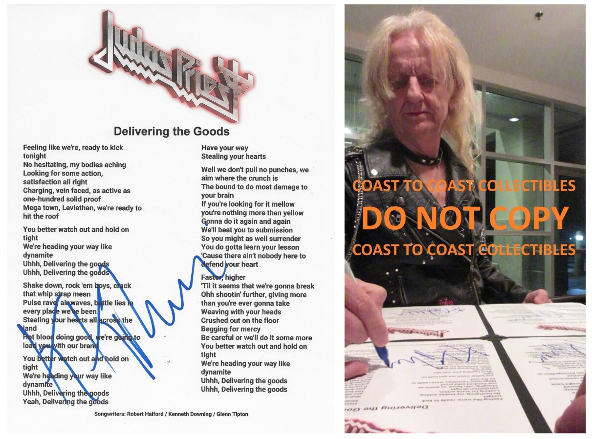 KK Downing Signed Judas Priest Delivering the Goods Lyrics Sheet COA Proof Auto