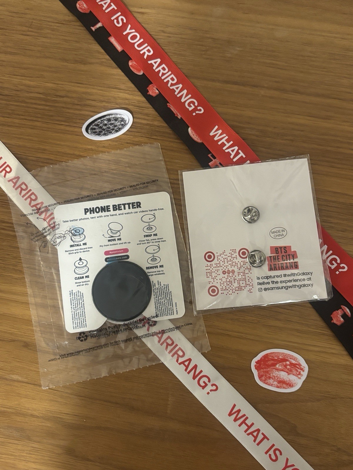 BTS NYC bundle: Samsung pin, popsocket, lightstick accessories