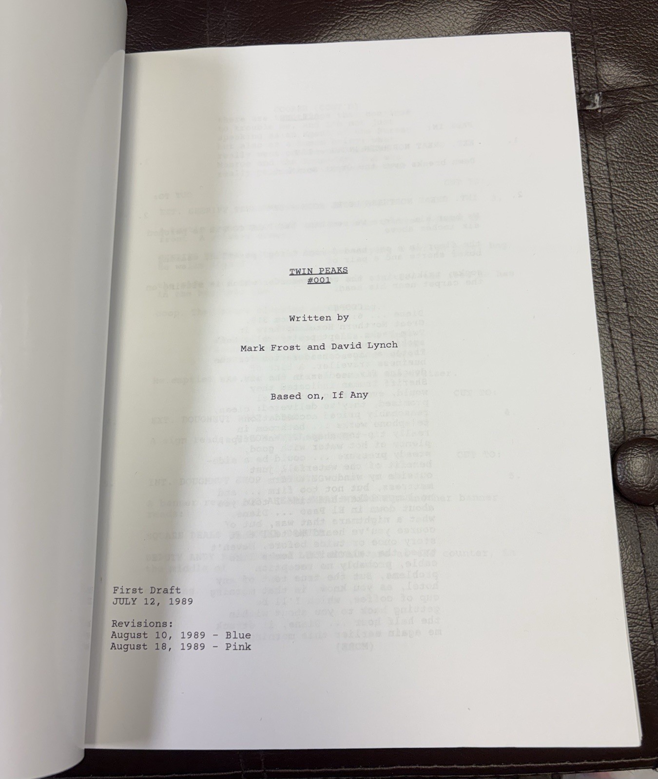 Twin Peaks Pilot Autographed Script Full Screenplay Reprint David Lynch 1989