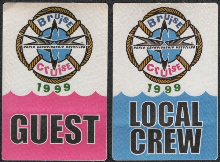 Pair of 1999 WCW Wrestling Bruise Cruise Cloth Passes -Guaranteed Old/Original