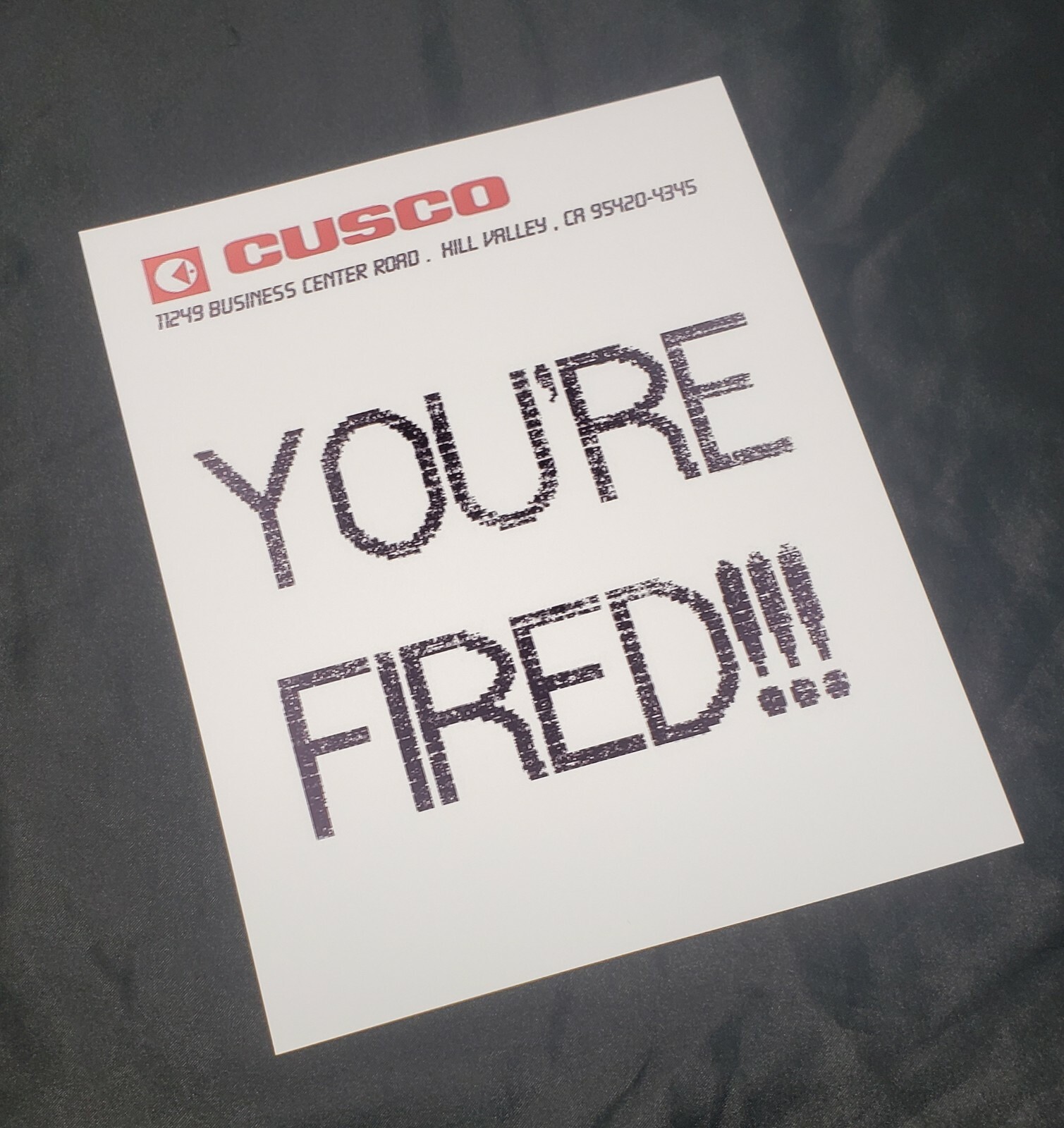 Back to the Future 2 Marty McFly ‘You’re Fired’ Fax Photo Reproduction Prop 8×10