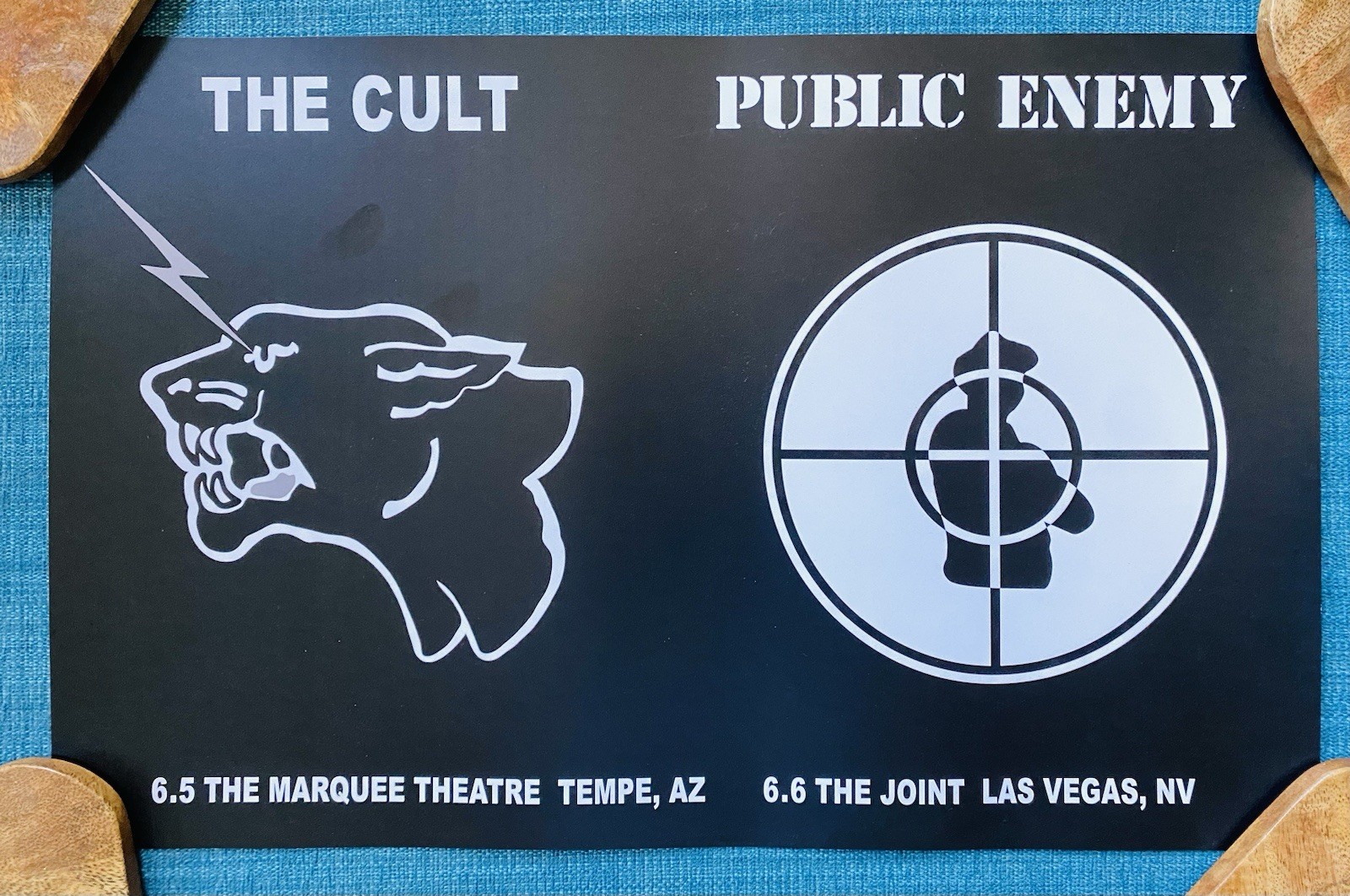 The Cult Electric 13 Public Enemy 2015 Tour Poster Tempe Marquee Las Vegas RARE
