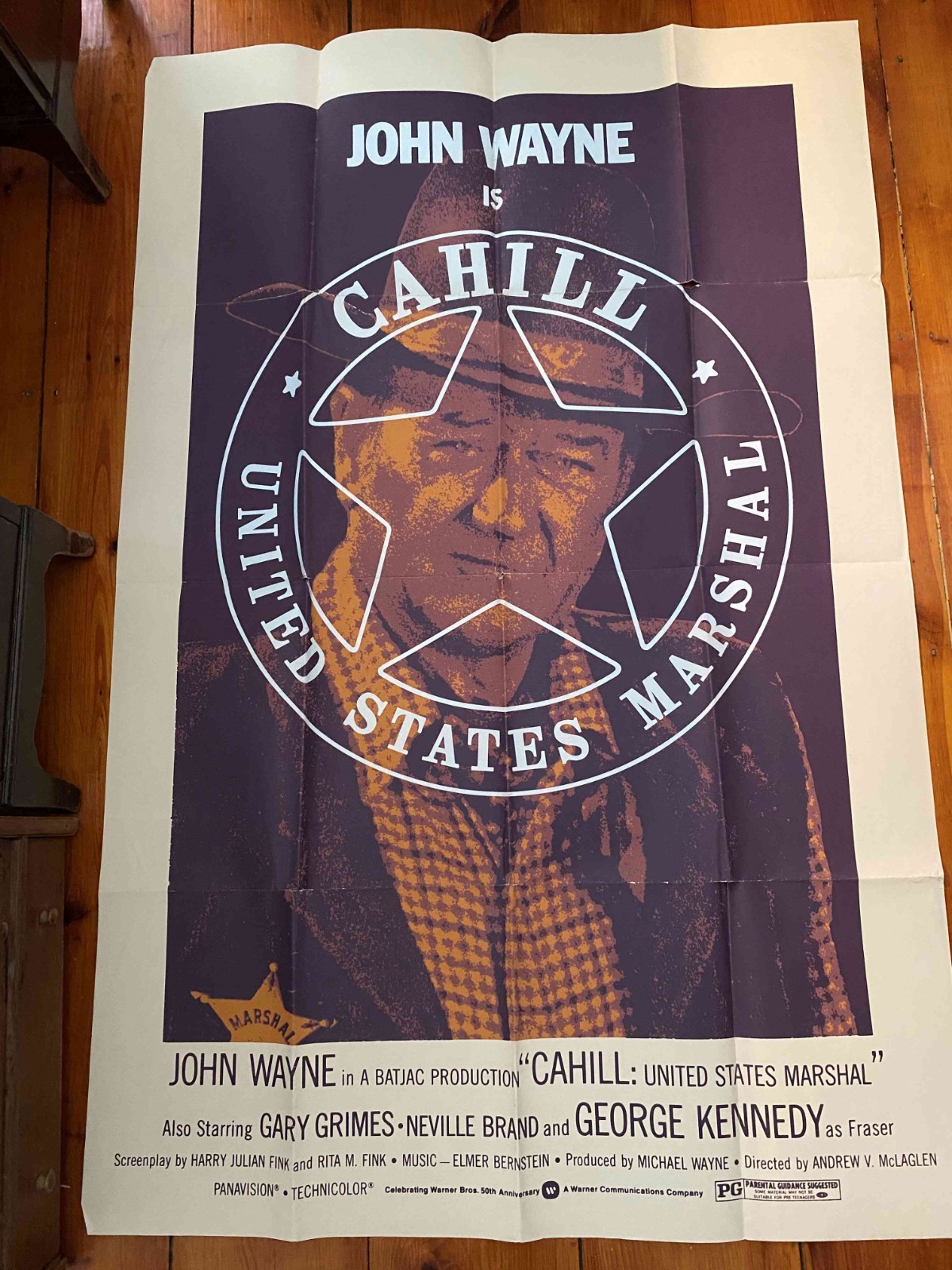 Cahill: United States Marshal 40 x 60 Movie Poster 1973 John Wayne in badge rare