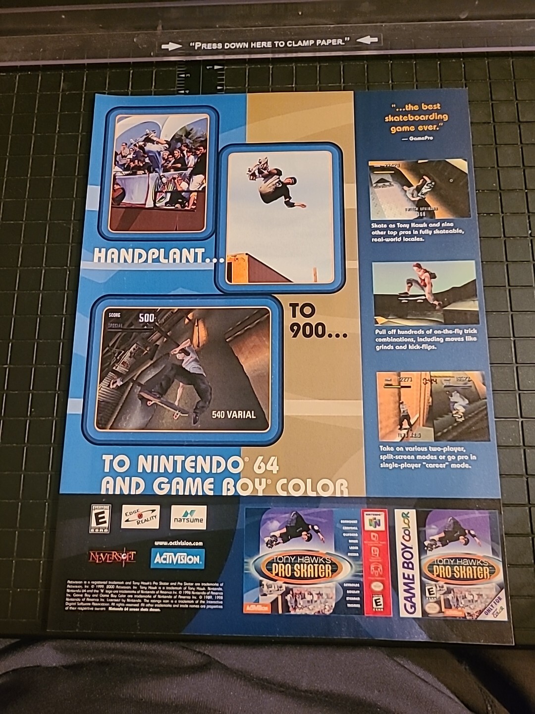 Tony Hawk’s Pro Skater Video Game Vintage Print Ad 2000 8×11 Great To Frame