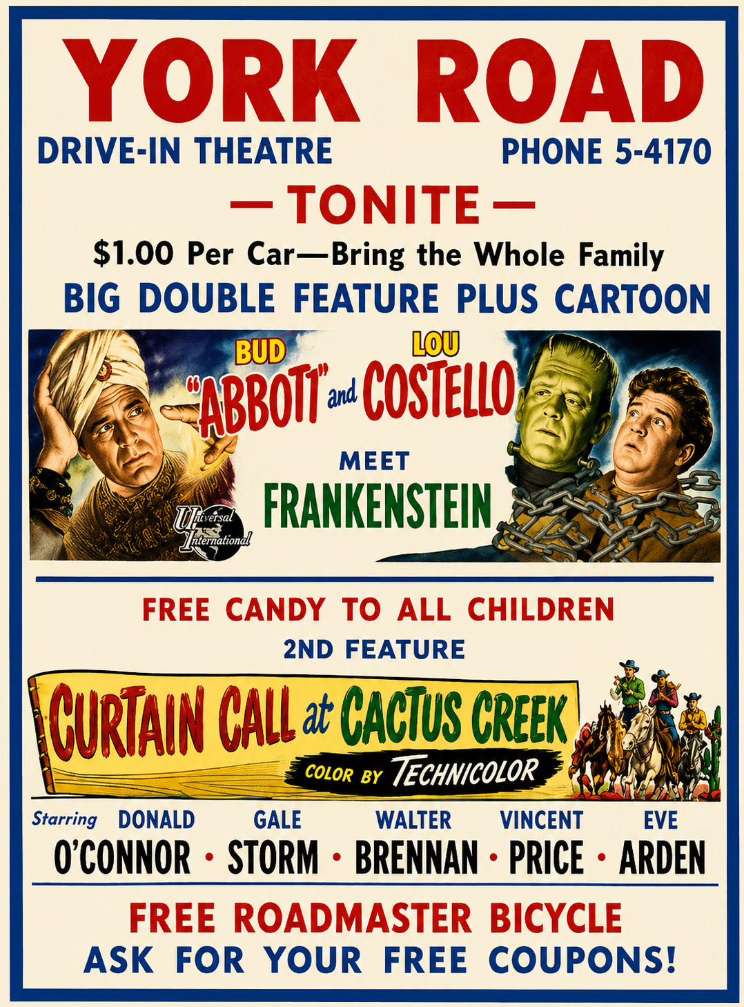 Vintage Drive-In Movie Theater Ad Charlotte, North Carolina 2.5×3.5 Magnet