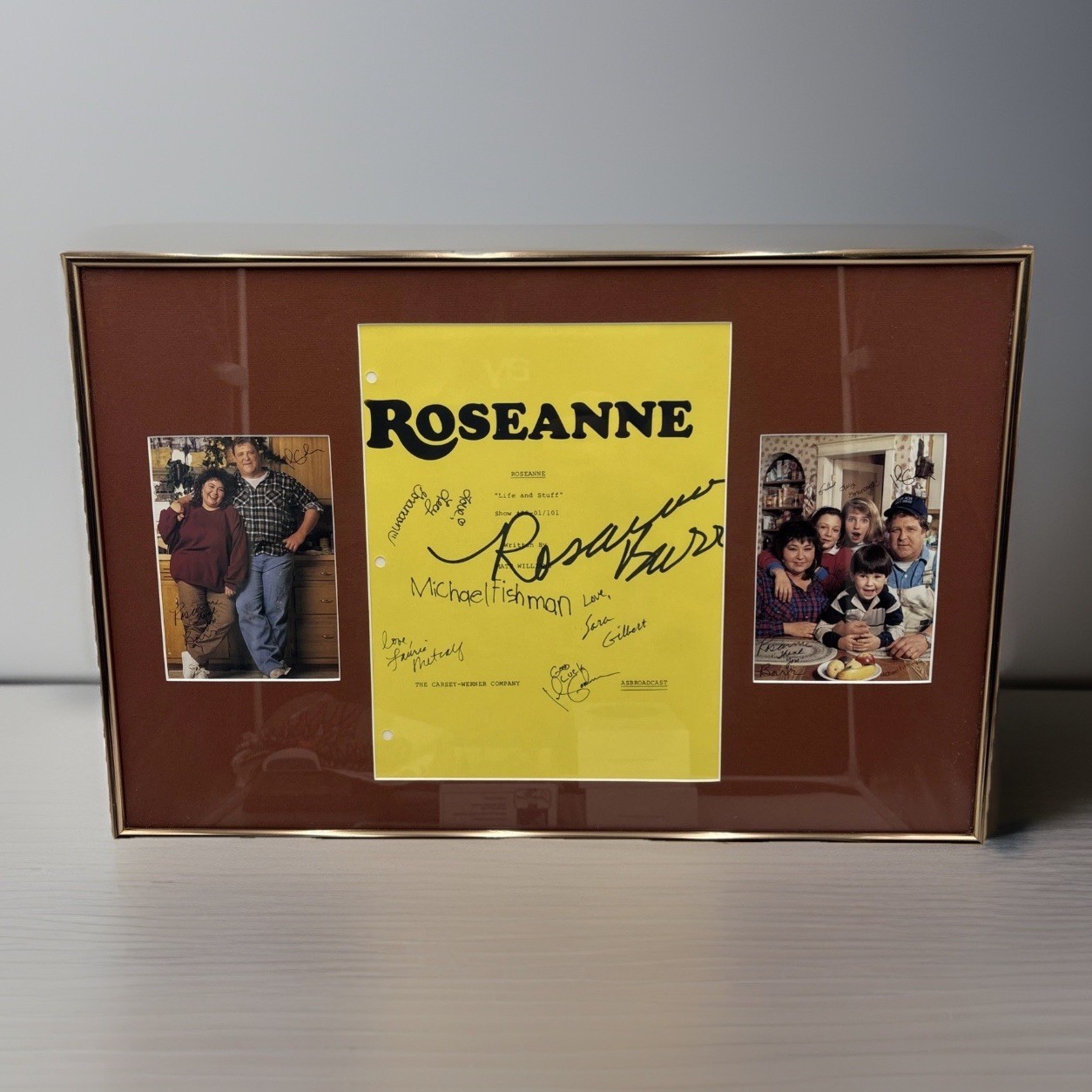 Framed Rosanne Pilot Episode Life & Stuff Hand Signed Autographed Script Cover