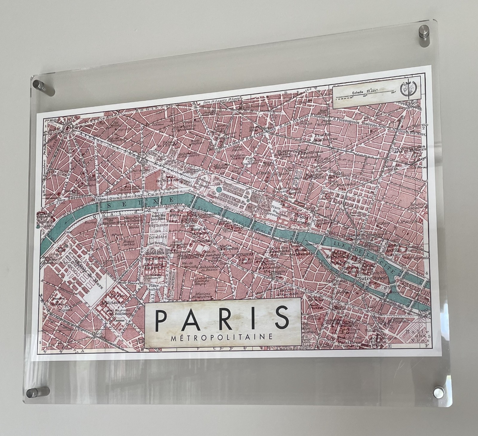 John Wick Custom Made Framed Chapter 4 Paris Map Clear Acrylic Floating Frame