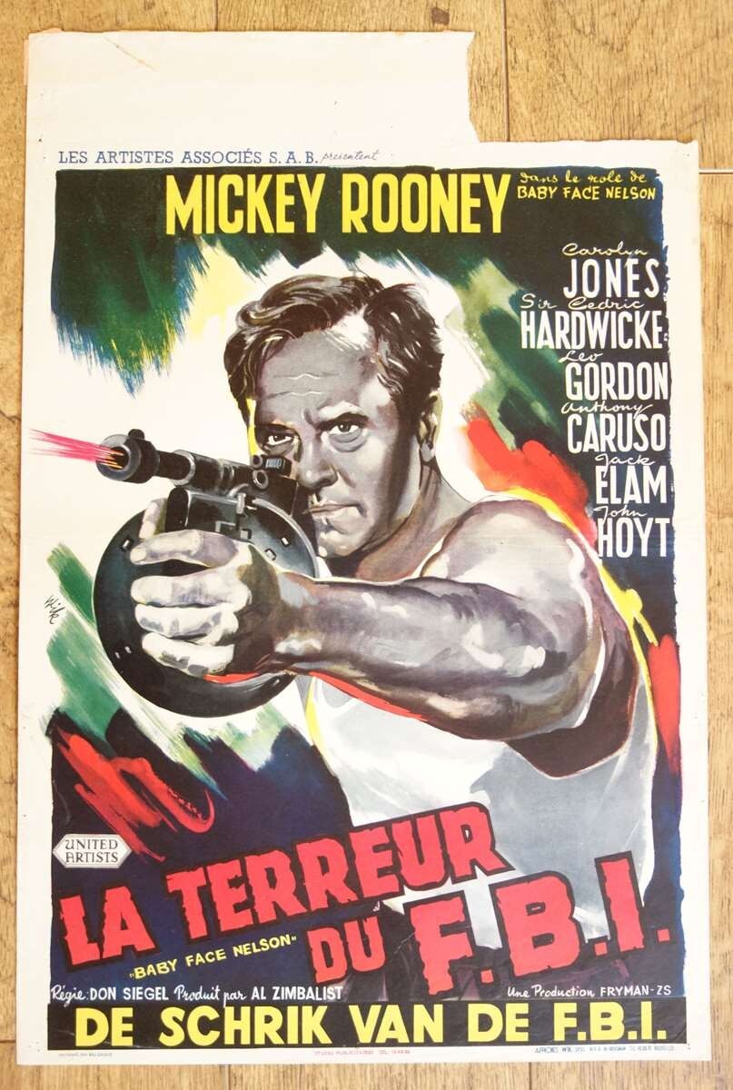 BABY FACE NELSON Mickey Rooney Chicago original belgian movie poster ’57