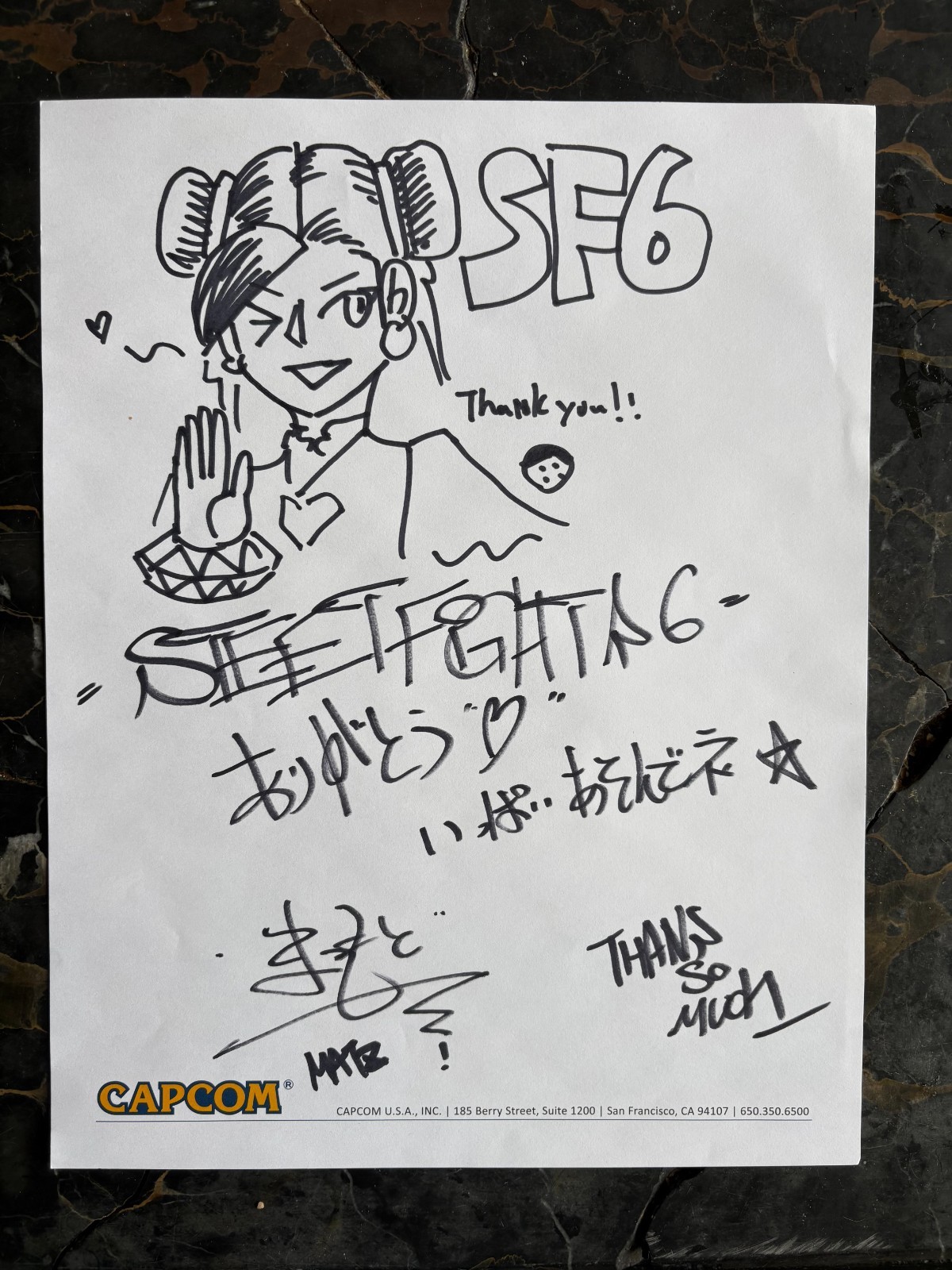 Charity! Rare! Original Fighter Street 6 Artwork Signed by Director & Producer