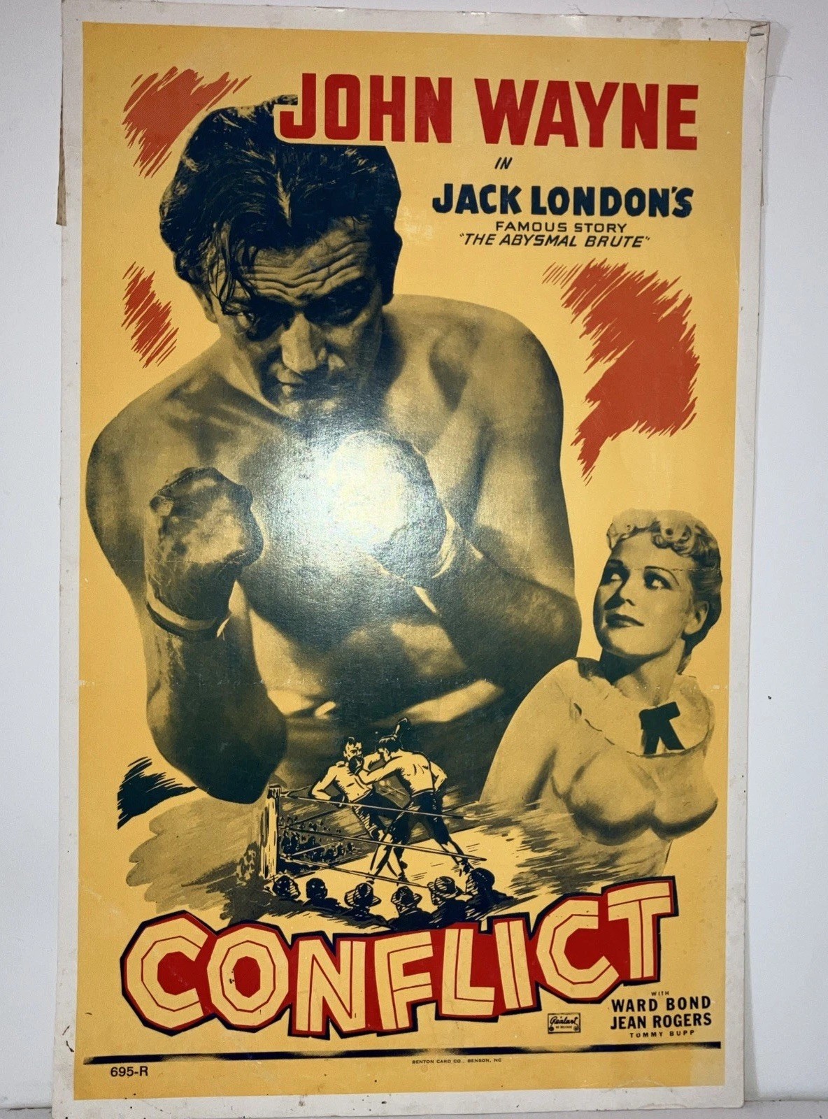 Conflict Benton Movie Poster Card 14 x 22 in John Wayne Jack London Story/WH2