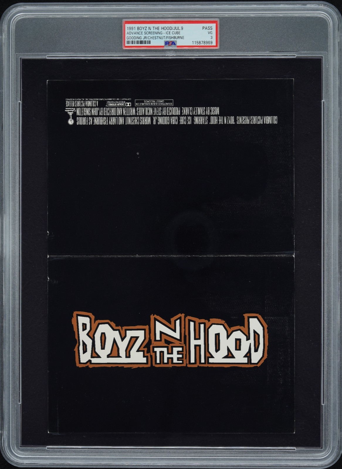 BOYZ N THE HOOD / 1991 Advance Screening Movie Ticket, Crenshaw L.A. film, PSA 3