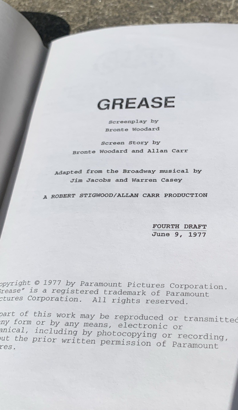 GREASE 1977 Paramount Screenplay Booklet, 4th Draft