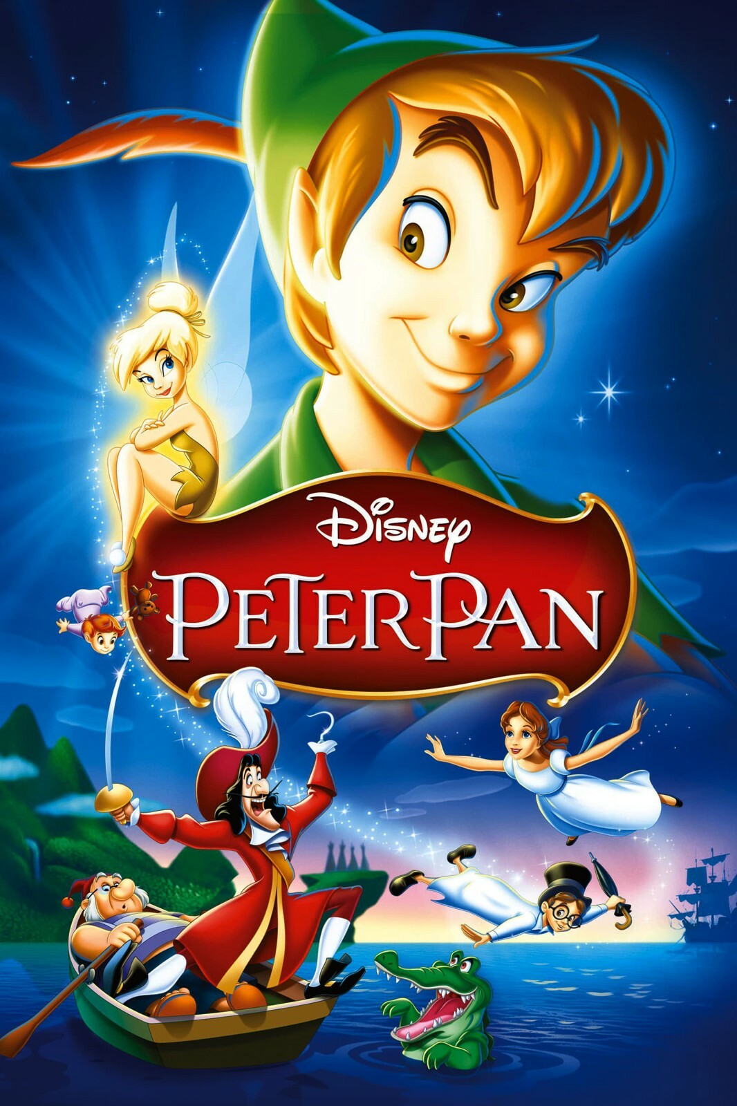 1953 Walt Disneys Peter Pan Movie Poster Print Wendy Captain Hook Lost Boys ☠🍿