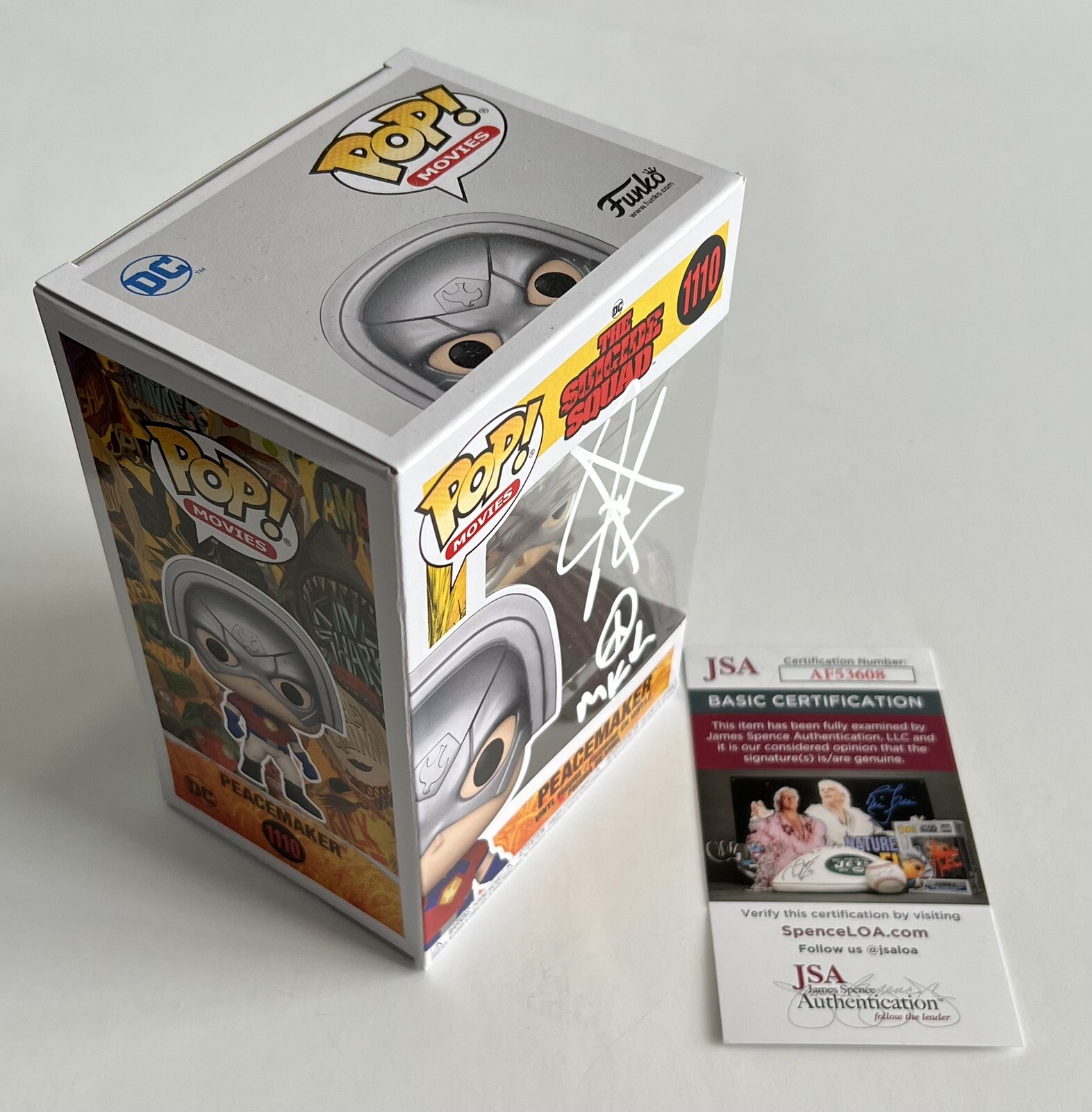 JOHN CENA HAND SIGNED AUTOGRAPH PEACEMAKER SUICIDE SQUAD FUNKO POP & JSA COA WWE