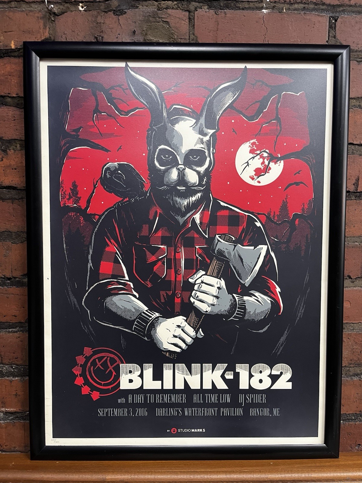 Blink 182 numbered Concert Poster By Studio Mark 5. #105/182 Bangor, ME 9/3/2016