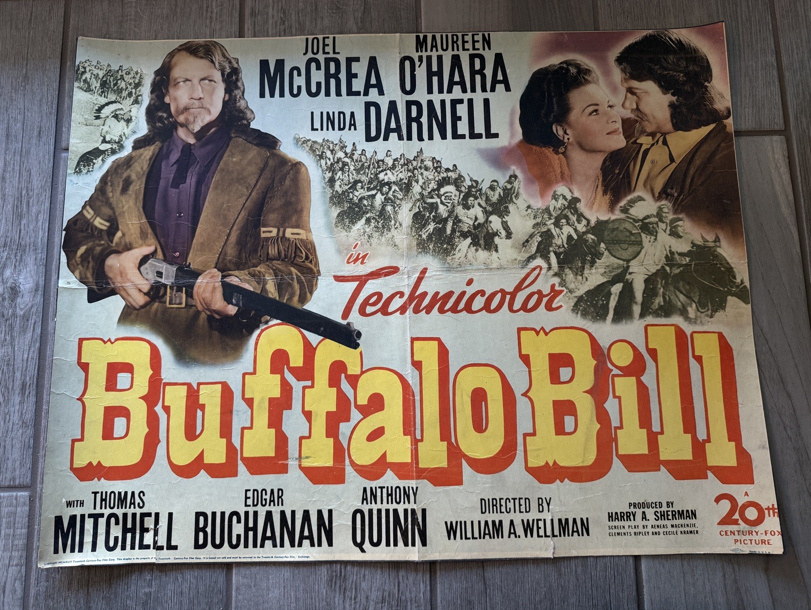 Buffalo Bill (1944) – Original U.S. 1/2 Sheet Poster –20 x 26 Joel McCrea