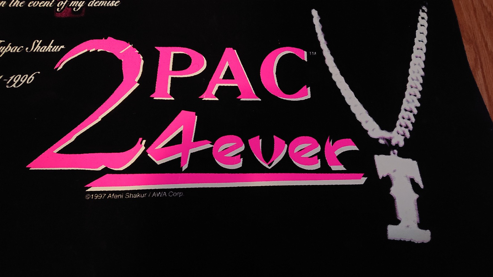 1997 Tupac Shakur 2Pac 4ever Black Light Velvet Felt Poster