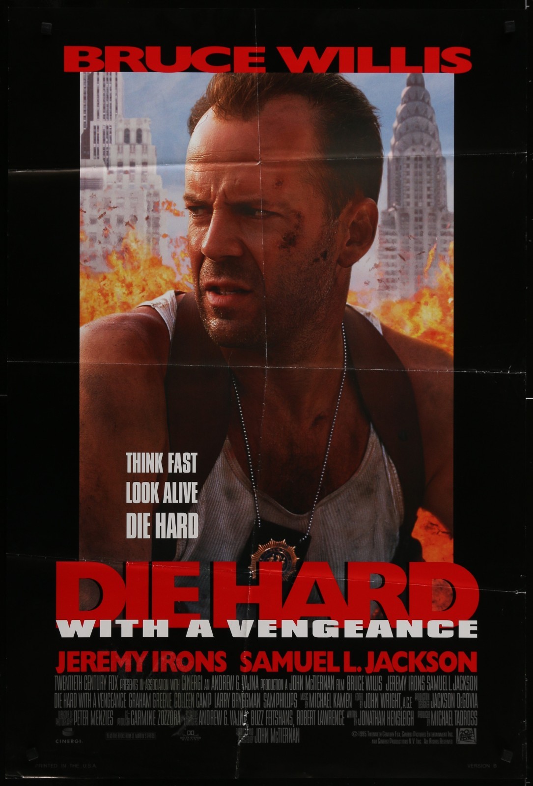 DIE HARD WITH A VENGEANCE 1995 Original Movie Poster Double-Sided Bruce Willis