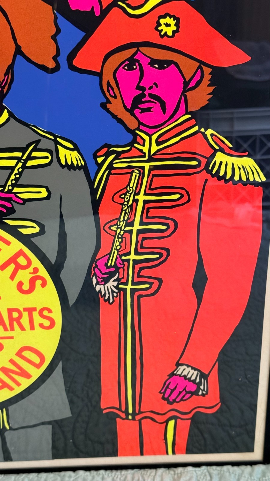 1968 Beatles “Sgt. Pepper” Blacklight Poster – Framed 35.5″ x 24″