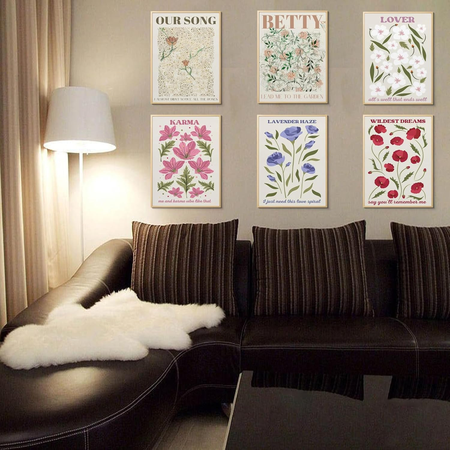 Stunning Cute Flower Music Song Lyrics Inspired Poster Set for Teen Girl Prin…