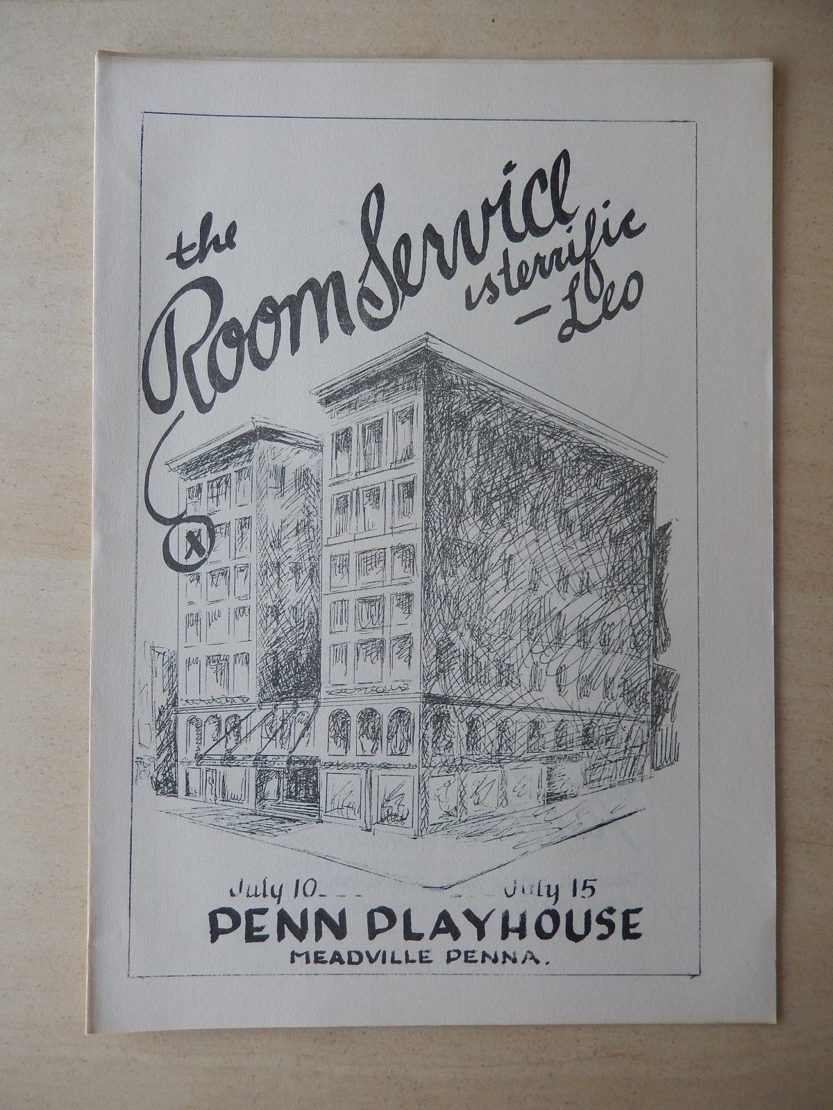 July 1950 – Penn Playhouse Theatre Playbill – Room Service – Stuart Levin