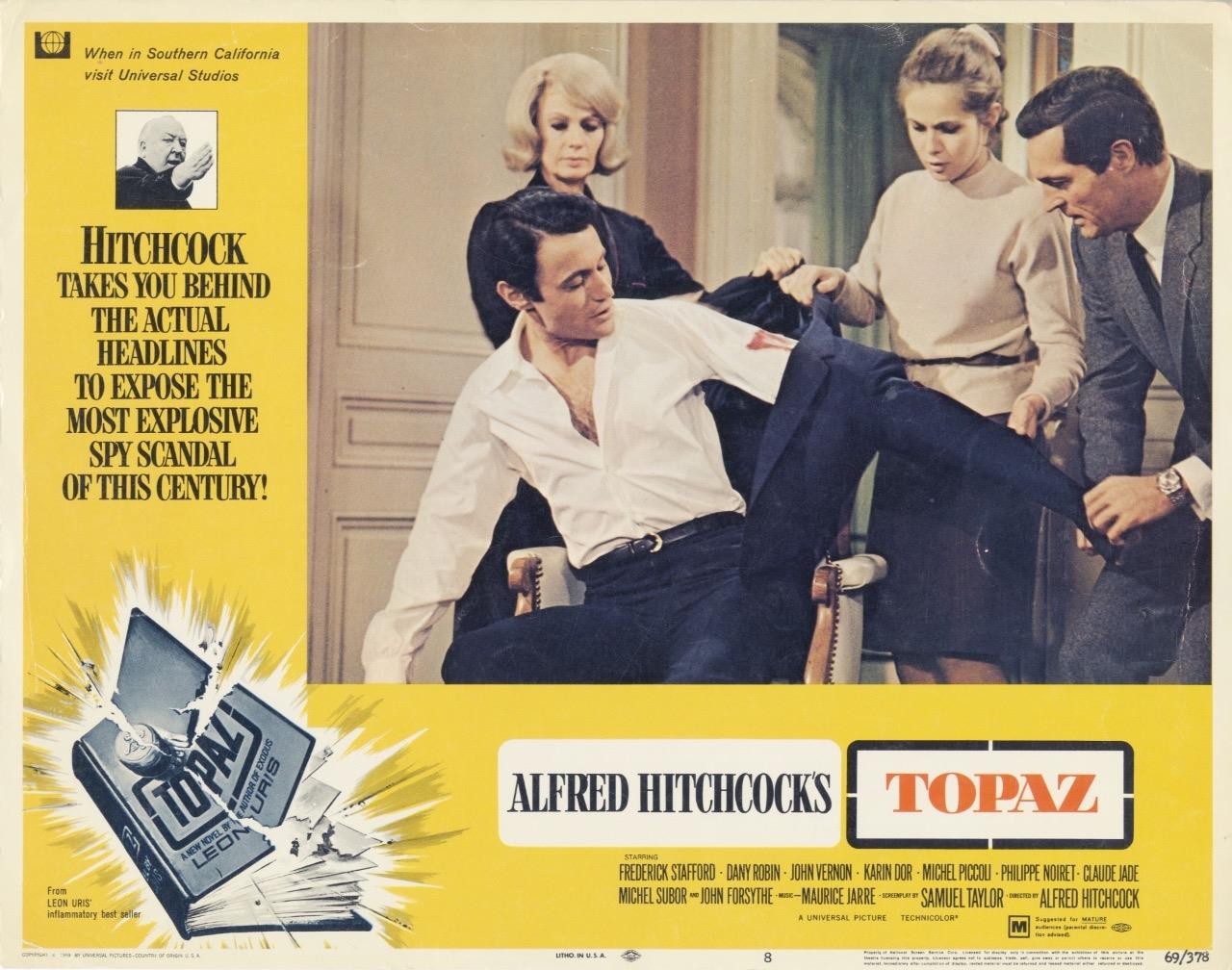 “TOPAZ”-ORIGINAL LOBBY CARDS (2)-HITCHCOCK-DANY ROBIN-FREDERICK STAFFORD