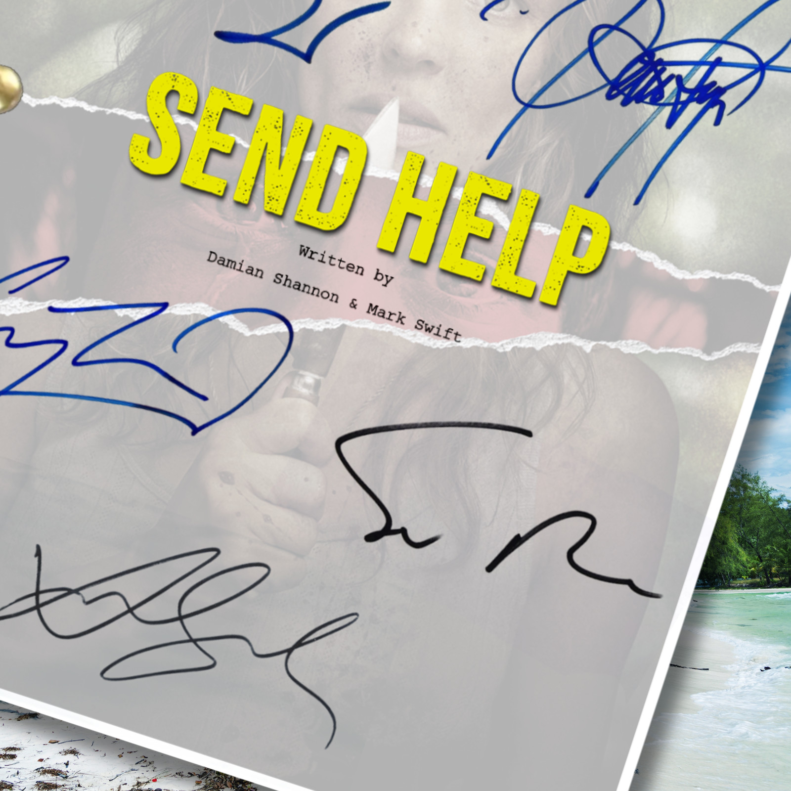 Send Help Script Signed Autograph Reprints Rachel McAdams, Sam Raimi, Horror