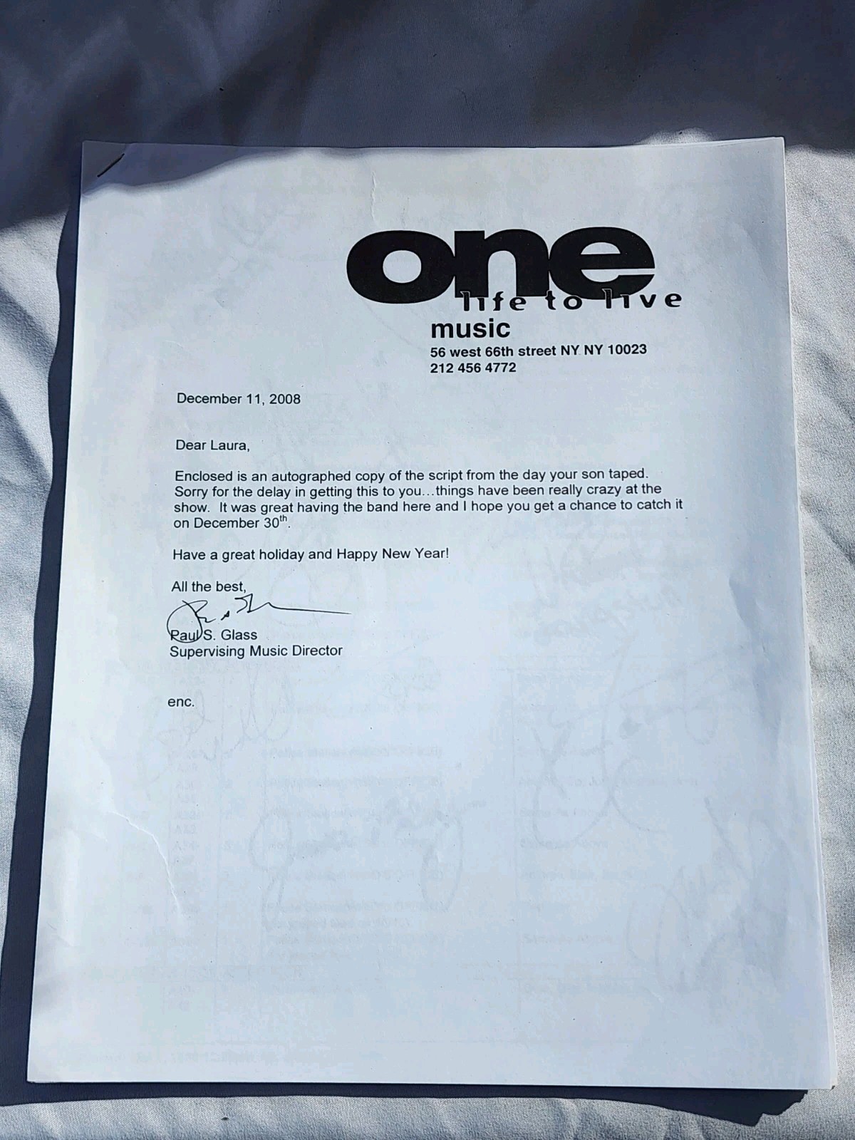 Original October 6, 2008 cast signed “One Life to Live” TV Soap Script 9 members