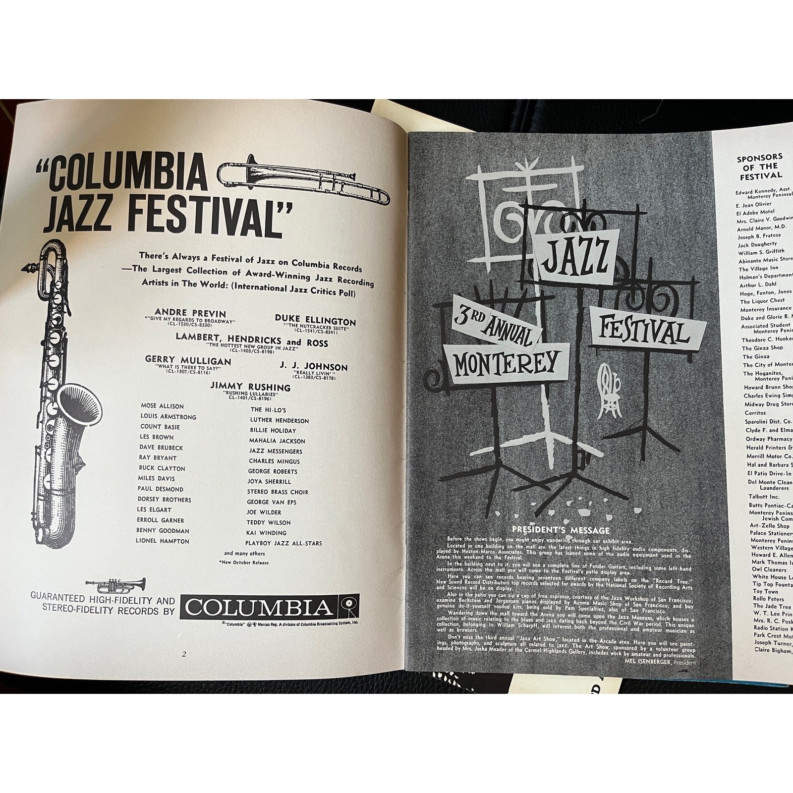 960 & 1962 Monterey Jazz Festival Programs – Set of 3 Vintage Official