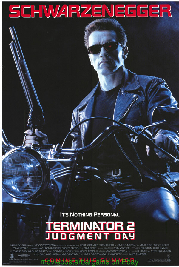TERMINATOR 2 MOVIE POSTER Orig. 7×40 UV Coated THICK PAPER Arnold Schwarzenegger
