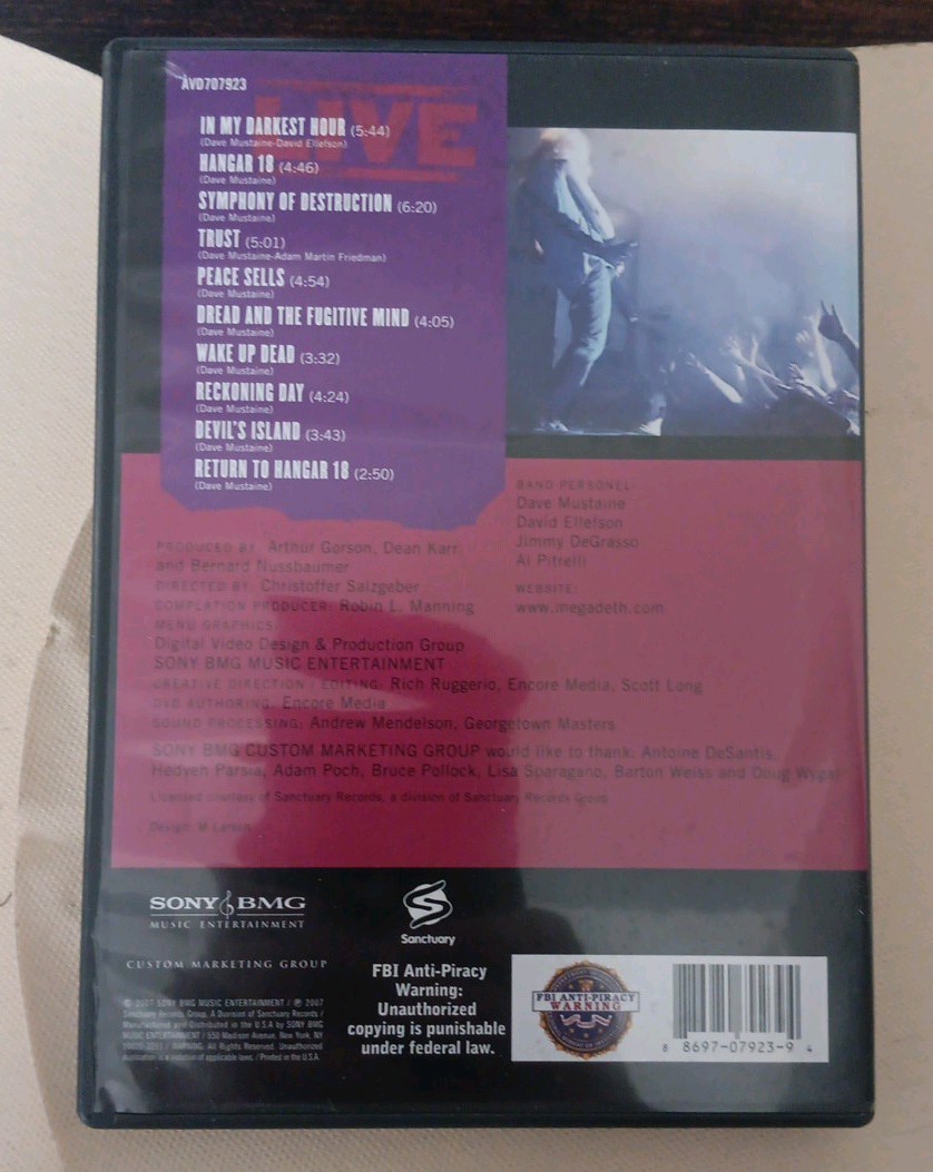 Megadeth – Live ’07 Dvd Opened Sony Bmg Music Entertainment