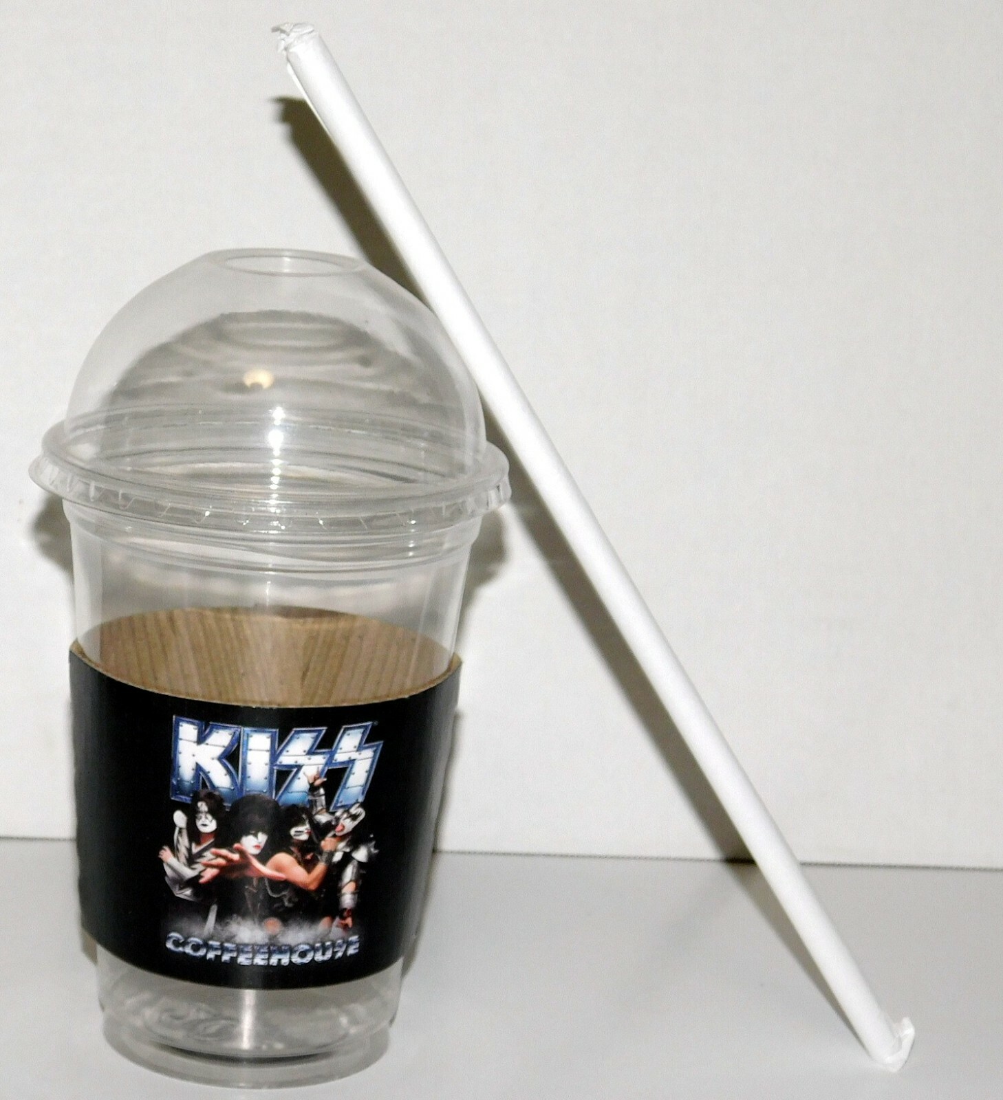 KISS Coffeehouse Large Clear Plastic Dome Cup w/ Monster Sleeve 2012 UNUSED
