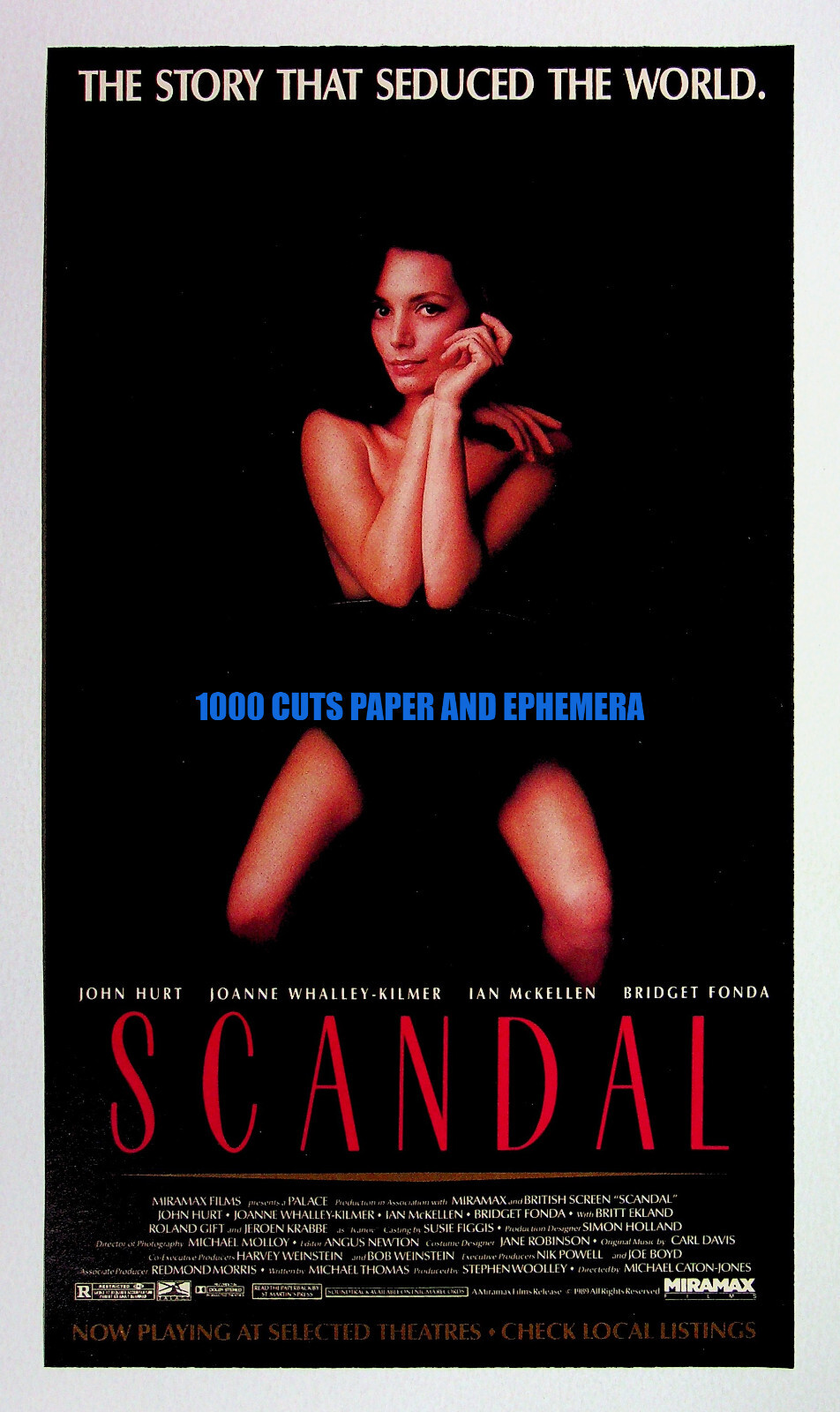 Scandal Miramax Films 1989 Bridget Fonda Trade Print Magazine Ad Poster ADVERT