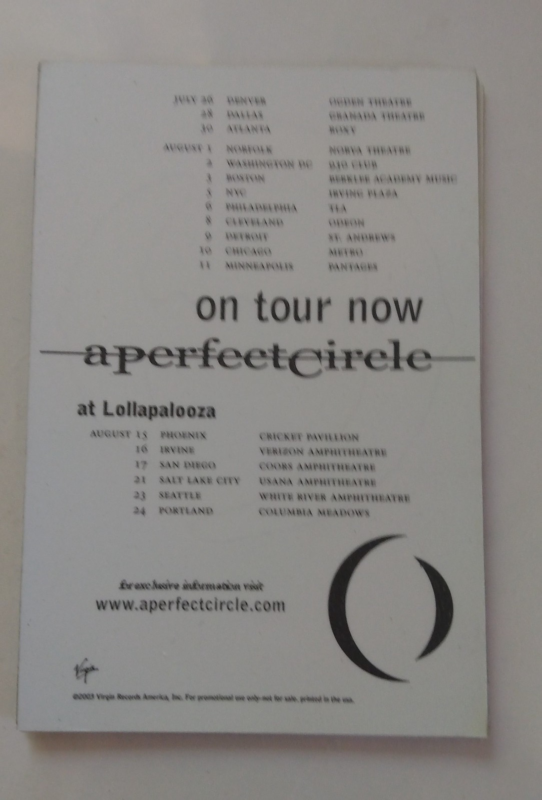 a perfect circle – thirteenth step – promotional sticker – brand new