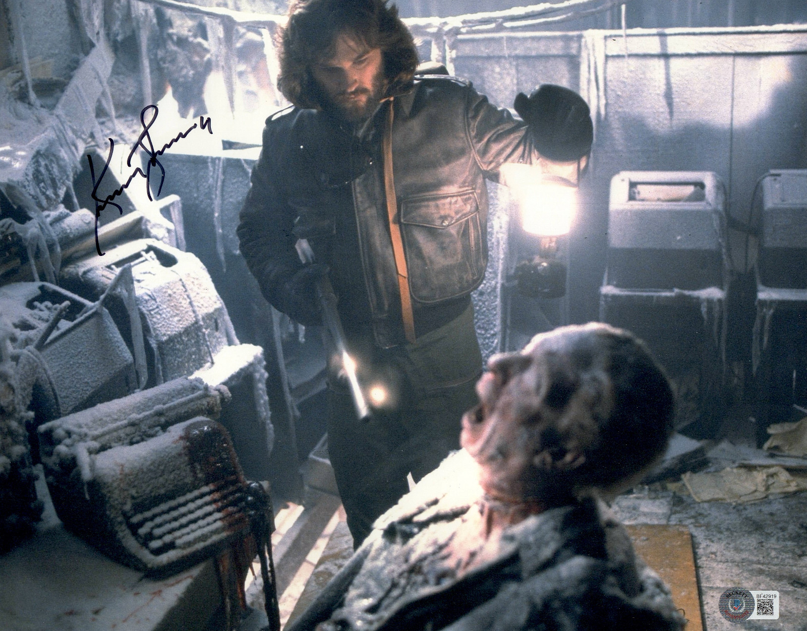 Kurt Russell Signed Autograph The Thing 11×14 Photo BAS Beckett