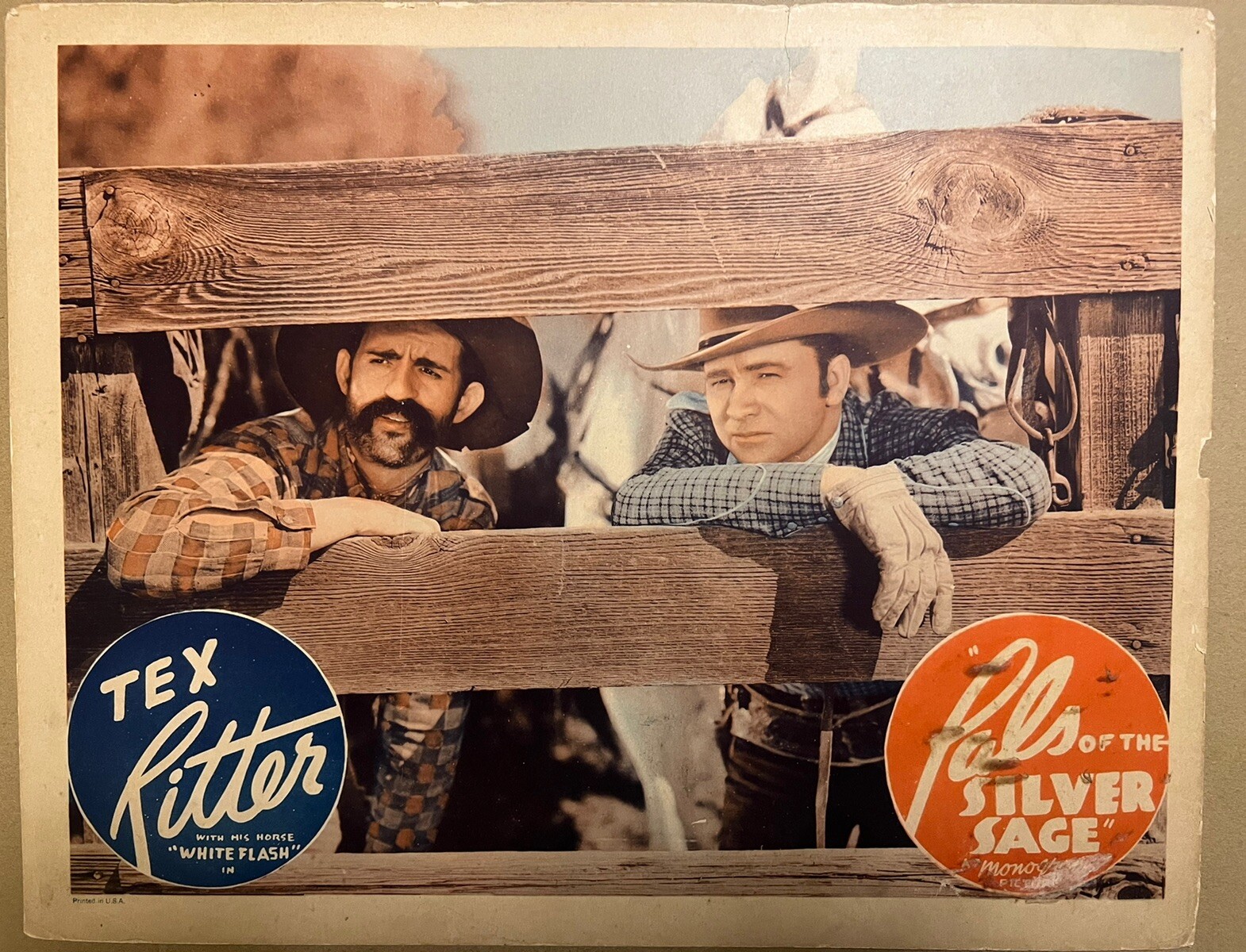 Vintage 1940 Orig. Tex Ritter Movie Lobby Card “PALS OF THE SILVER AGE” Western