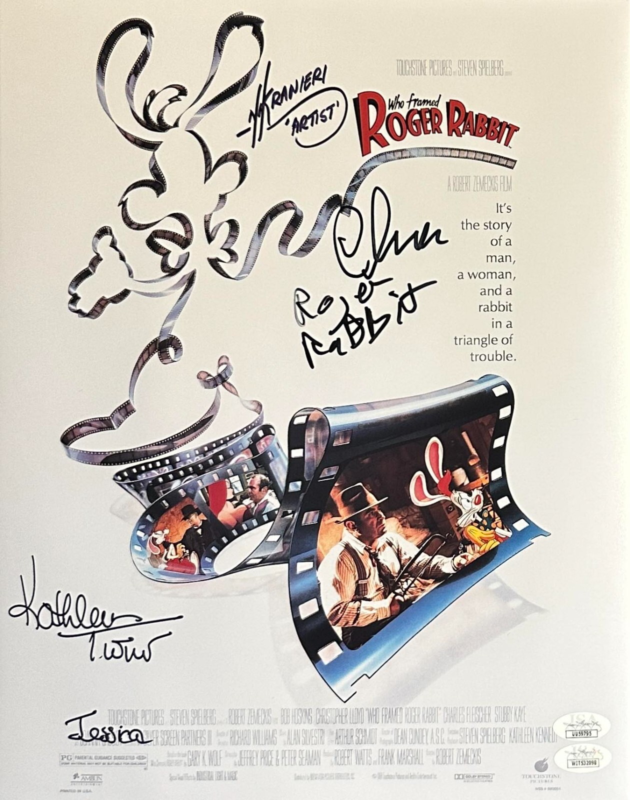 Cast signed 11×14 photo Who Framed Roger Rabbit JSA Ranieri Turner Fleischer