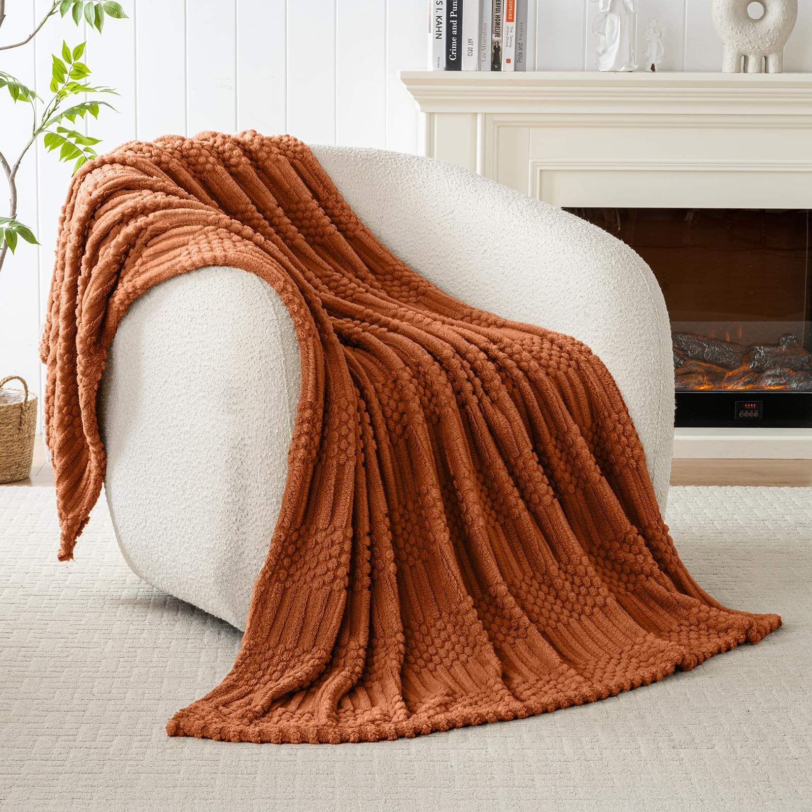 Rust Throw Blanket – Soft & Fluffy Fleece, Cute & Aesthetic, Perfect for Sofa…
