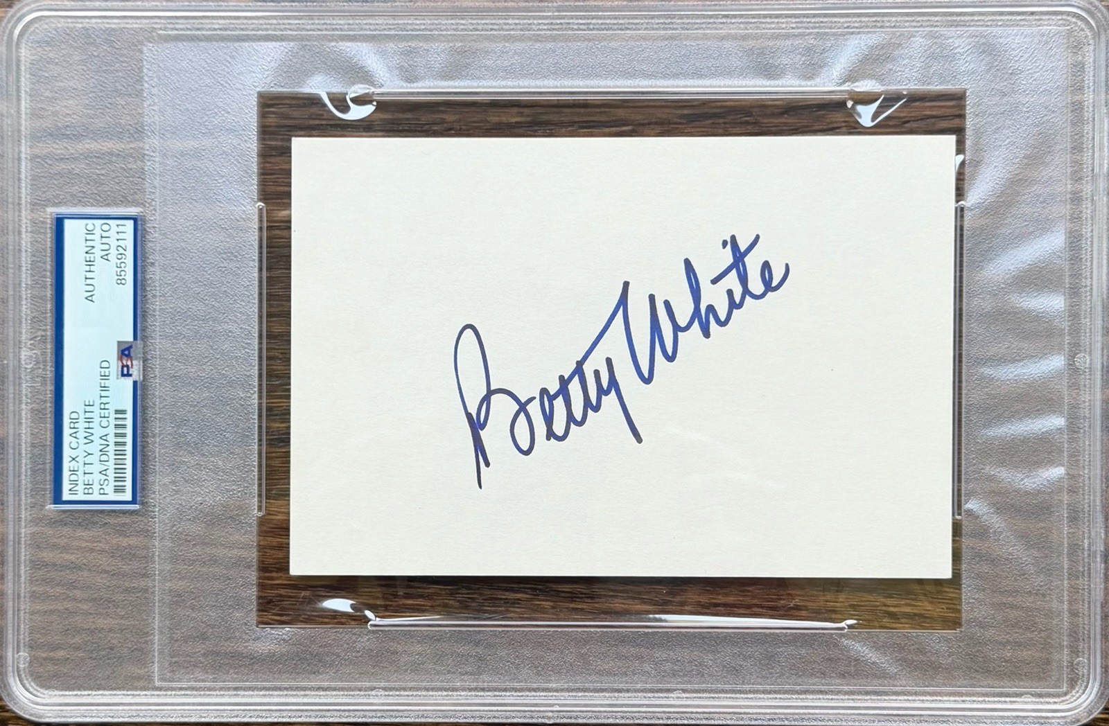 BETTY WHITE Signed Auto Autographed Index Card JSA Slabbed Encapsulated