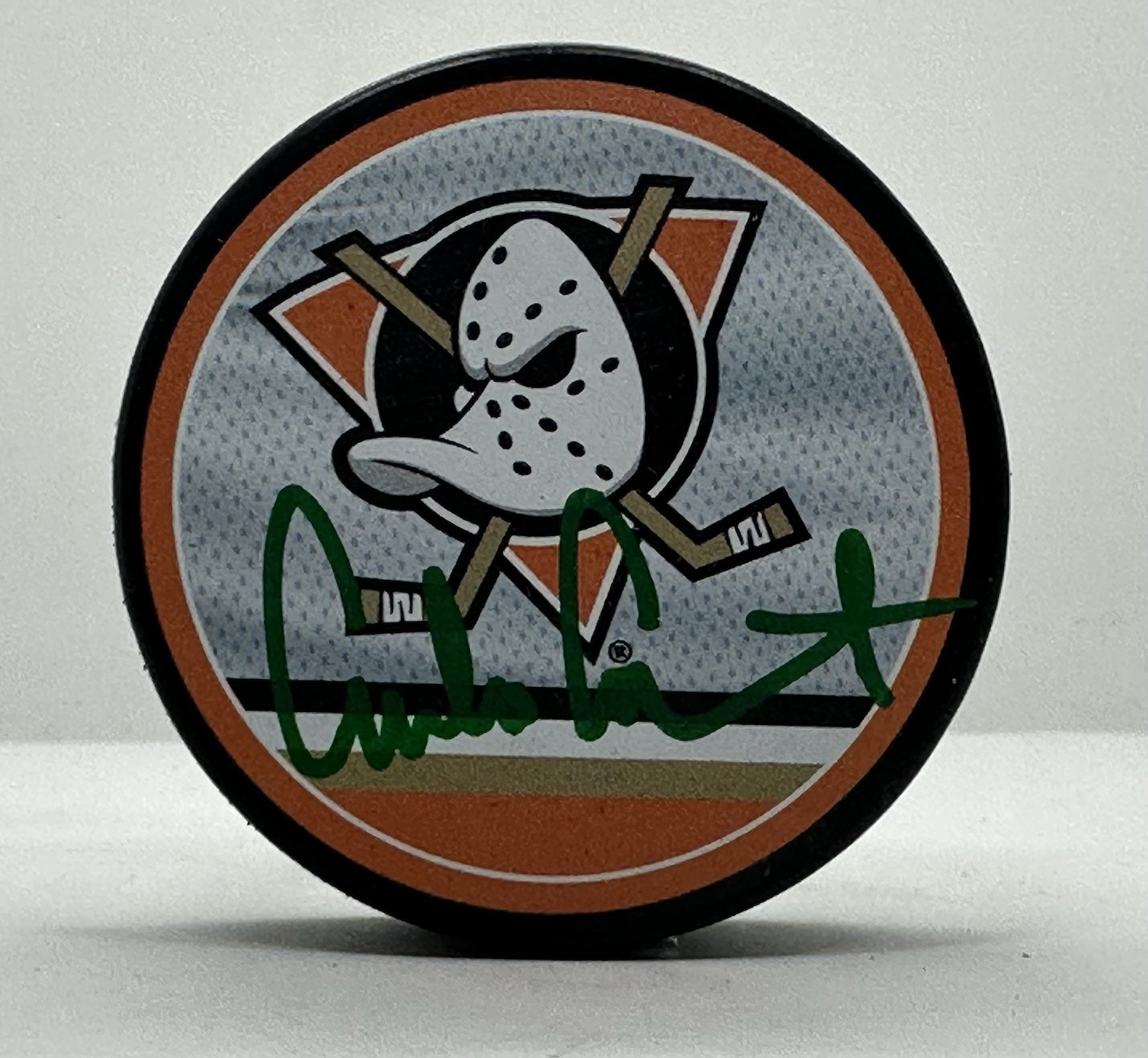Emilio Estevez Autographed The Mighty Ducks Reverse Retro Hockey Puck ! BAS W