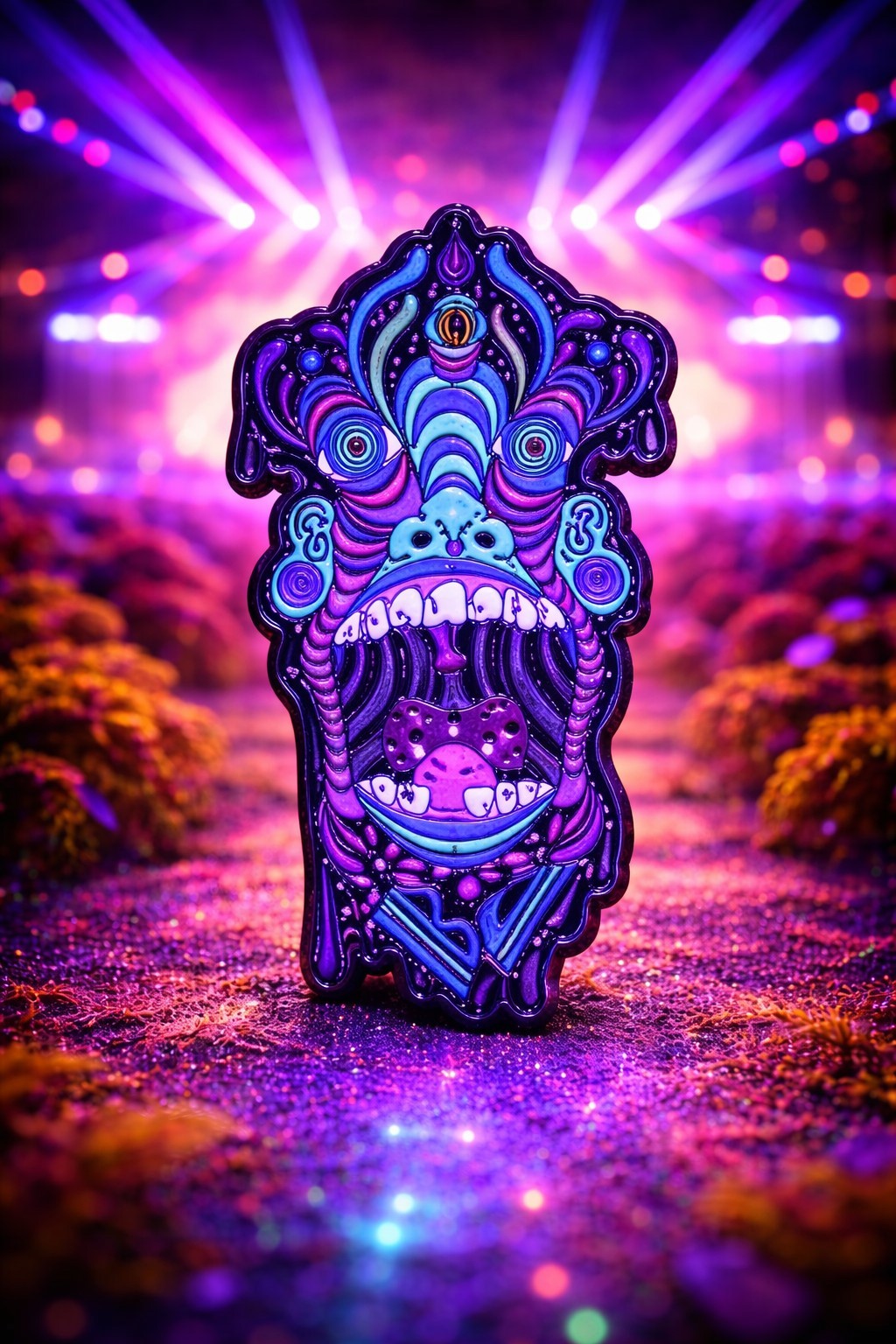 Bassnectar EDM Monster Mask Pin UV Glow Festival Enamel 2014