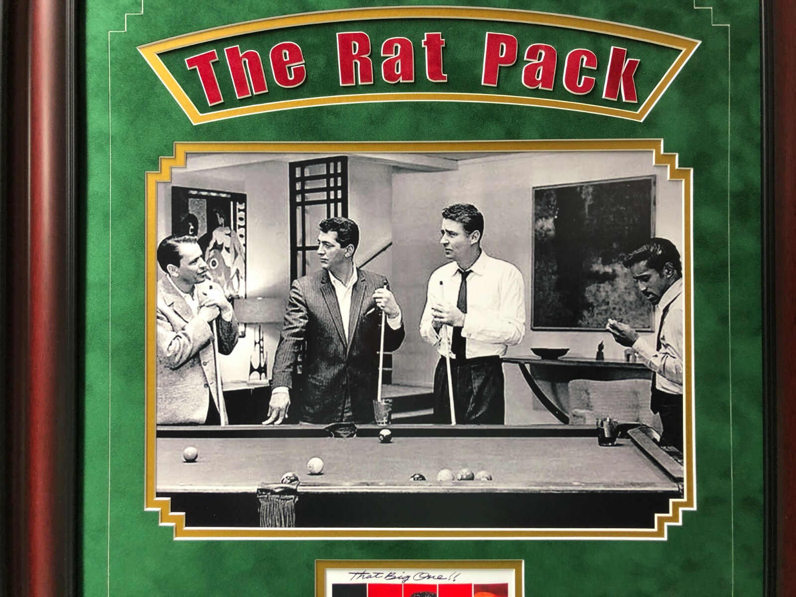 Rat Pack “Oceans 11” Billiards Pool Collage w/ Facs Autographs Signed Photo Room