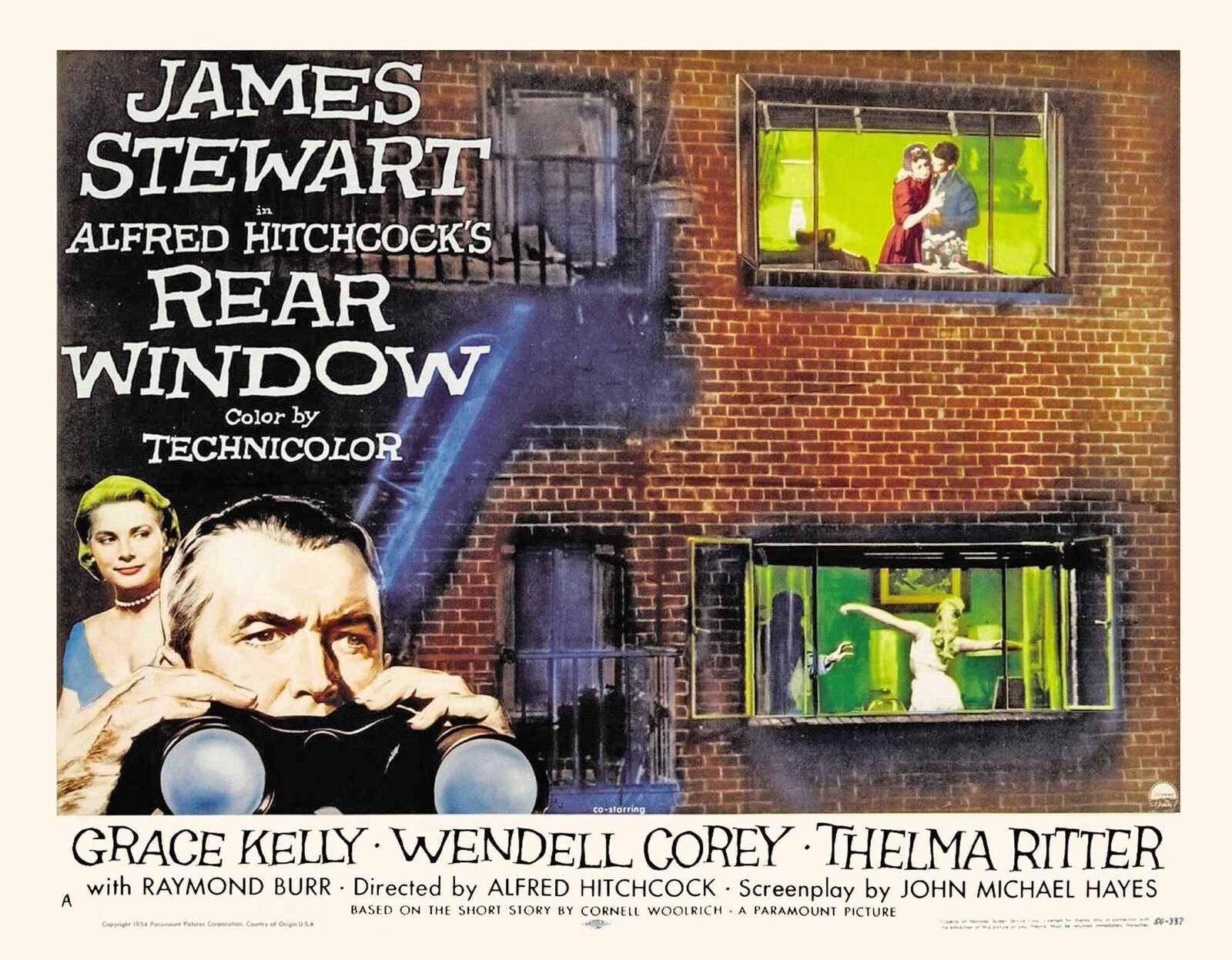 REAR WINDOW Movie Poster 1954 Alfred Hitchcock Psycho