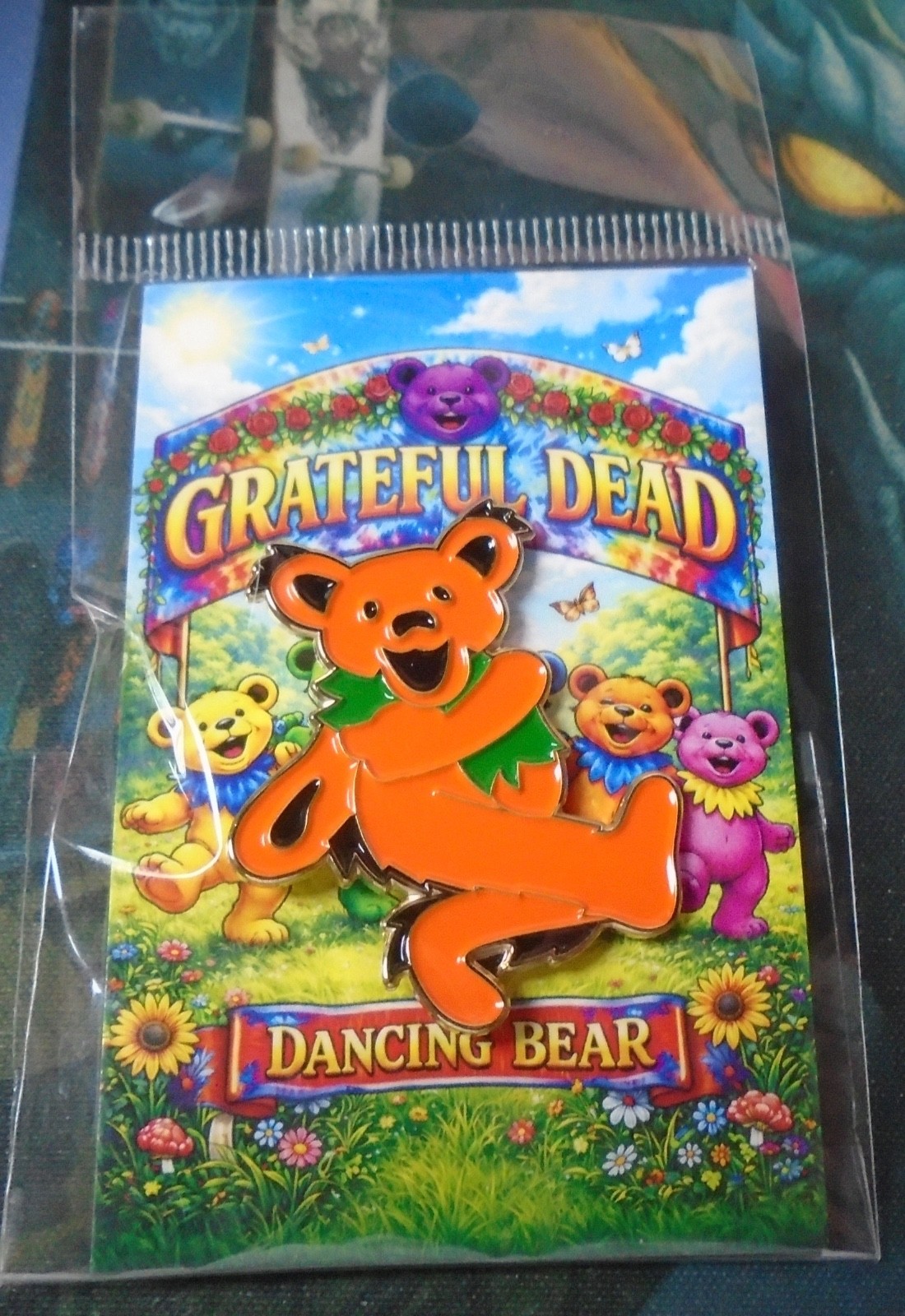 Grateful Dead Dancing Bear Enamel Pin Set of 5 – 1.5” Hat Lapel Pins